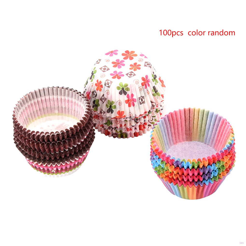 [READY STOCK] 100pcs Cupcake Liners Nonstick Oilproof Muffin Paper Cases Baking Cups Mould Random Color