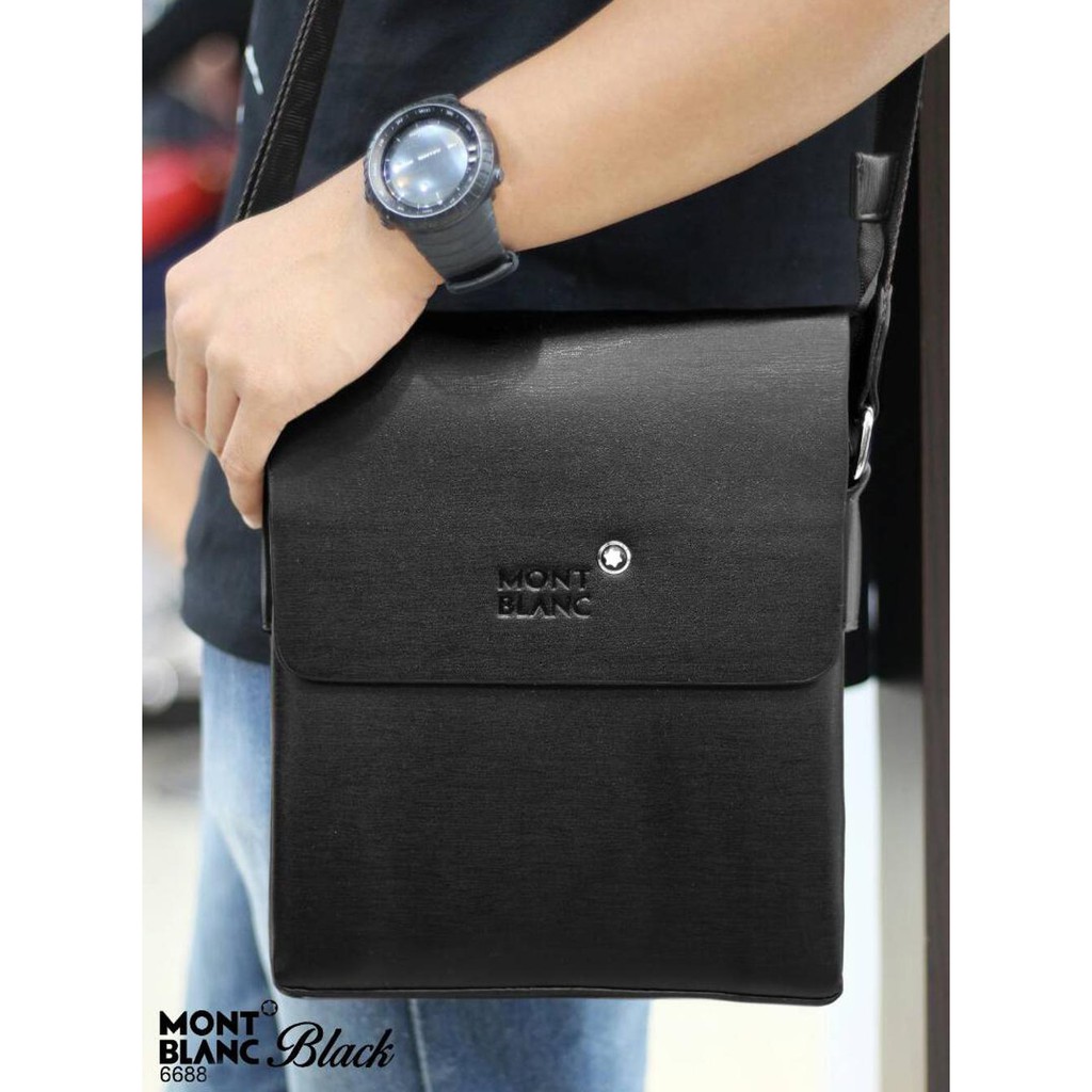 Paling Murah Tas Selempang Slempang Sling Bag Pria Cowok Kantor Casual Montblanc 6688 Black Brown