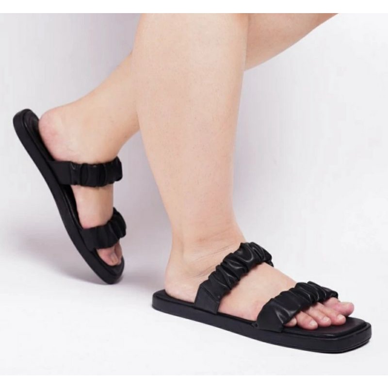 Sandal Koreaan Wanita Big Size 41.45 Clar shoes JUMBO Ukuran Besar Sandal Kerut Cantik, 41