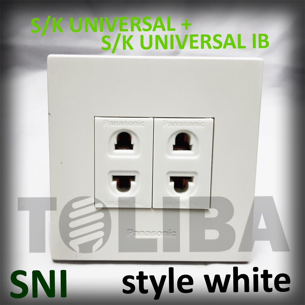 stopkontak + stop kontak double universal ib panasonic s/k minimalis style white SNI