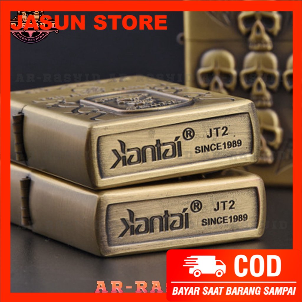 BISA COD! Korek Api Zippo Roda Api Minyak Jiantai Motif Skull Tengkorak JT-6057