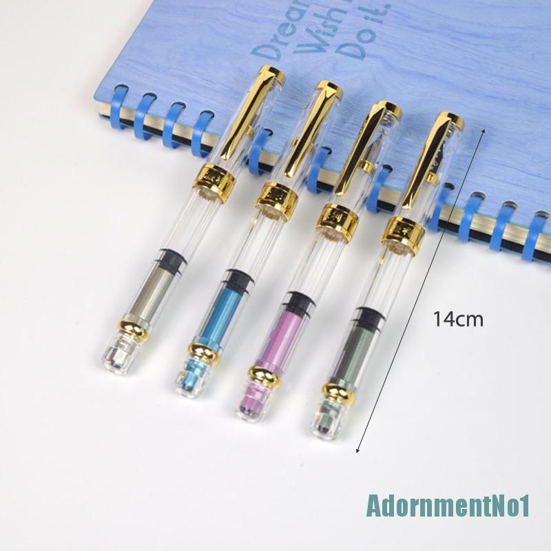 [AdornmentNo1]Colorful Wing Sung 3008 Piston Transparent Wingsung Fountain Pen Golden EF/F Nib