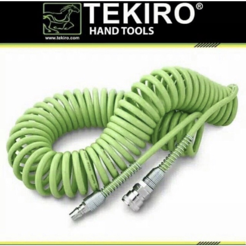 TEKIRO 12mtr Selang RECOIL HIJAU BAGUS TEBAL slang angin kompresor spiral 12 meter selang PU recoil 