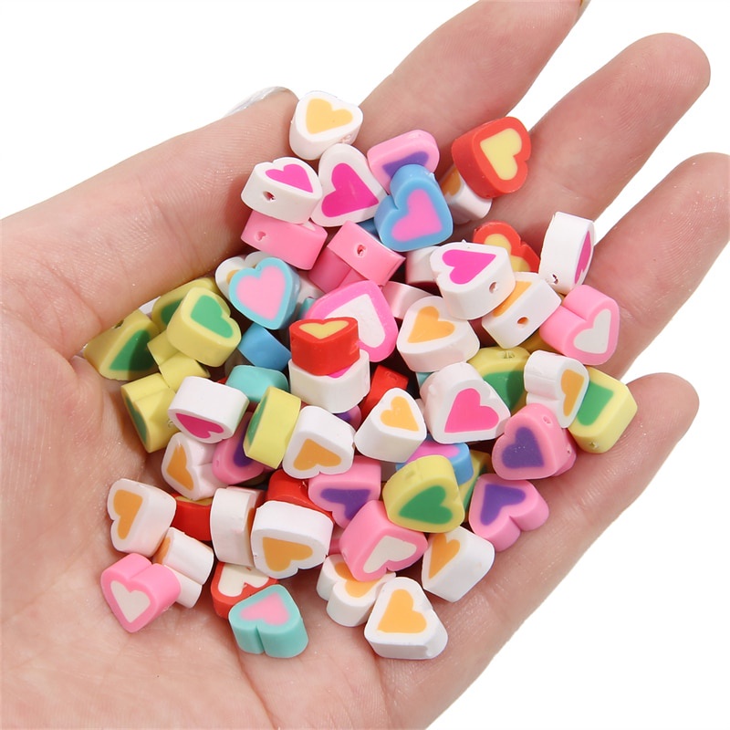 30Pcs/Lot 10x9mm Clay Spacer Beads Love Heart Shape Polymer Clay Beads For Jewelry Making DIY Handmade Crafts Accessories