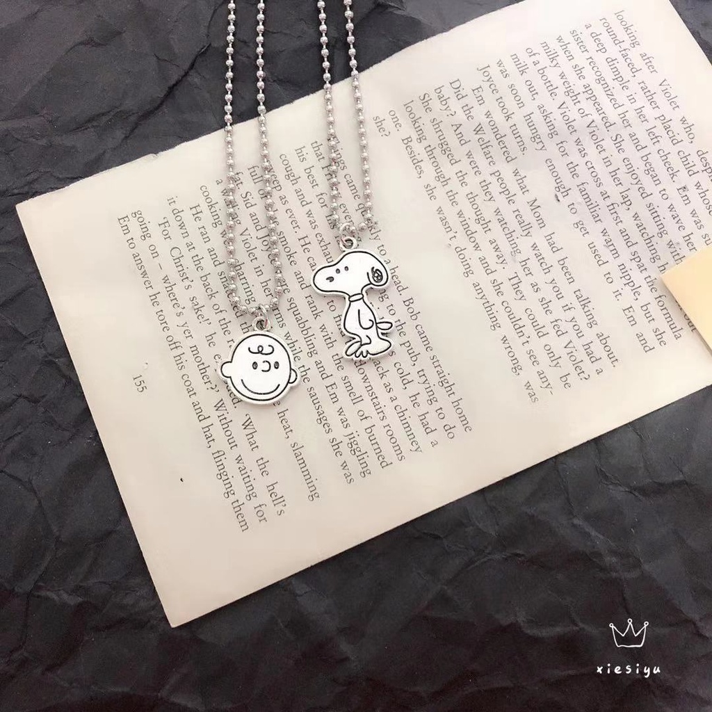 Kalung Leher Bulat Desain Snoopy Charlie Untuk Pria Dan Wanita