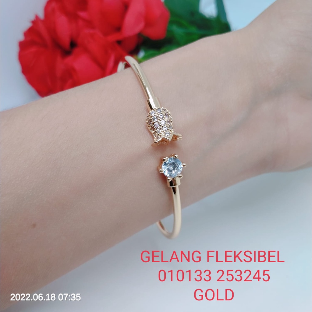 Gelang Tangan Fleksibel Bangle Wanita Titanium Xuping Perhiasan Aksesoris Fashion Lapis Emas Anti Karat