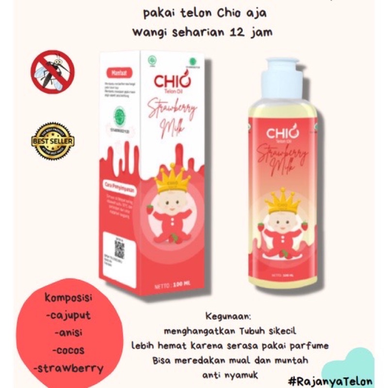 Chio Minyak Telon Bayi Oil Aroma Coklat Strawberry Bubblegum Lemon 100ml