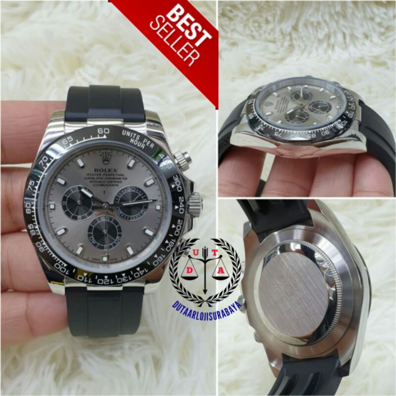 JAM TANGAN PRIA ROLEX DAYTONA TALI RUBBER KUALITAS ORIGINAL