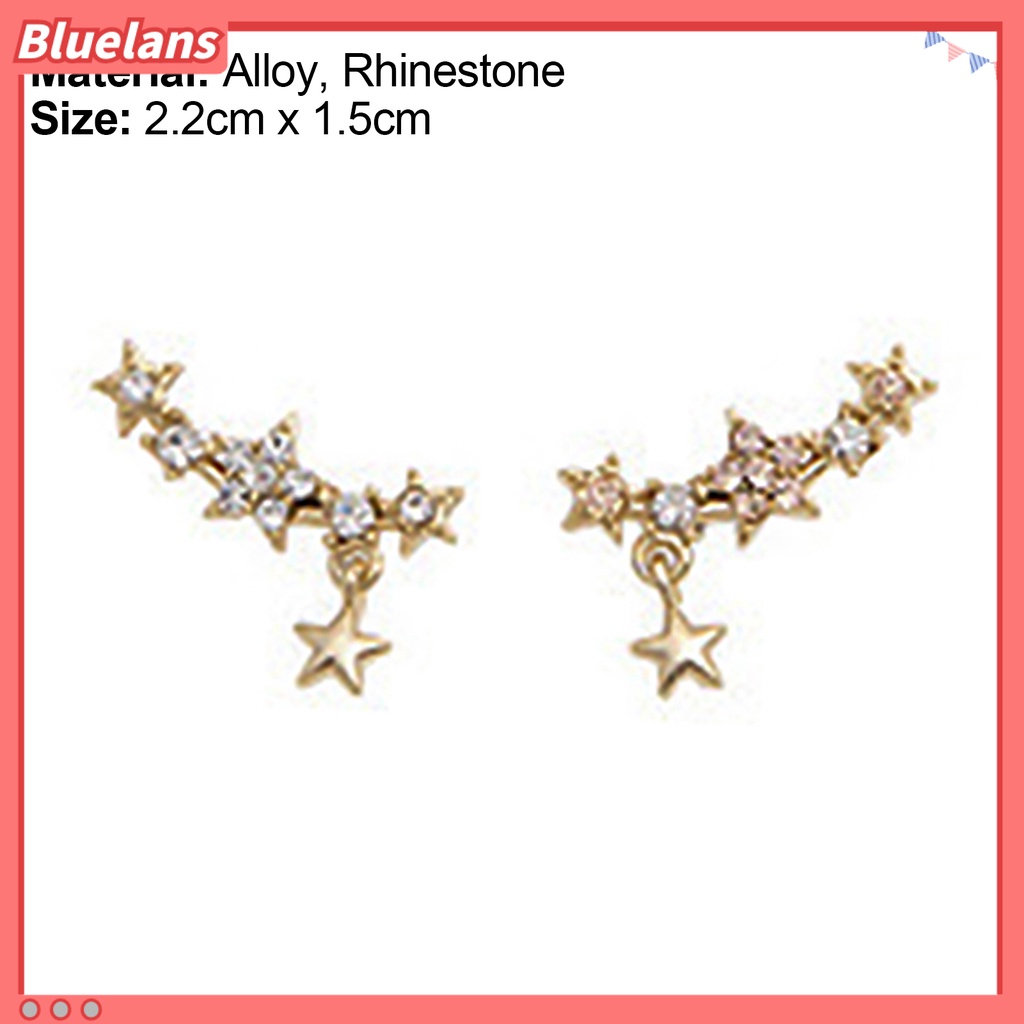 Bluelans 1 Pair Ear Studs Piercing Jewelry Gift Alloy Five-Pointed Star Pendant Earrings