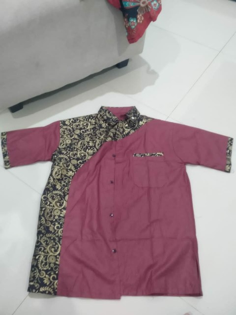 Batik Pria Kombinasi Prada Lengan Pendek Exlusive Matt Katun Oil Premium Size M L Xl