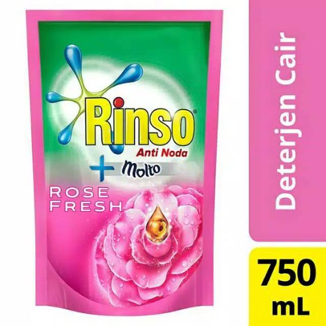 Termurah - Rinso Anti Noda Detergen Cair Molto Rose Fresh 750ml (ORI & Free Bubble Wrap)