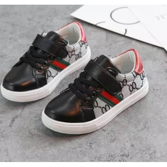 Te La055 21 35 Non Led Shoes Gucci Gg Black White Sepatu Sport
