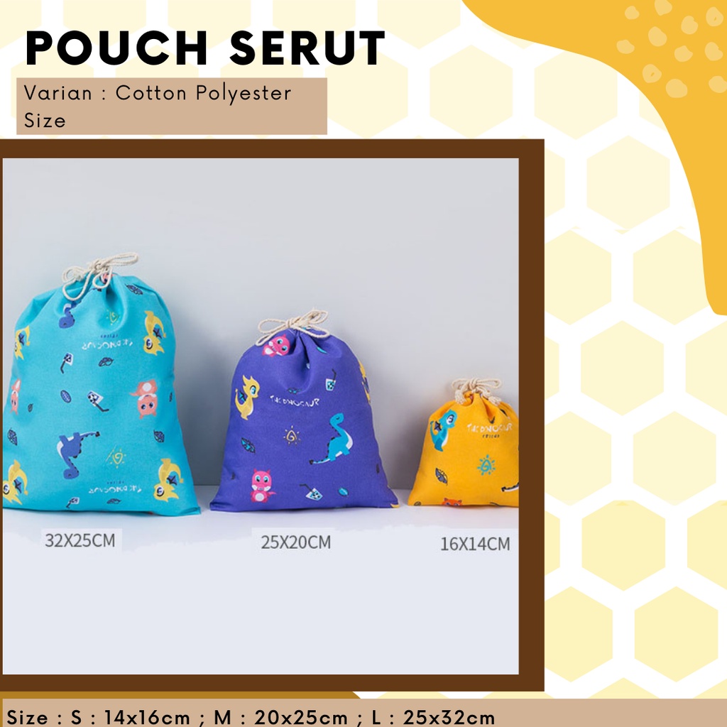 Pouch Serut Motif Cotton New Dinosaurus / Serbaguna / Souvenir