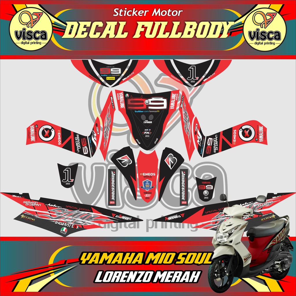 Stiker variasi motor full body YAMAHA MIO SOUL LORENZO MERAH
