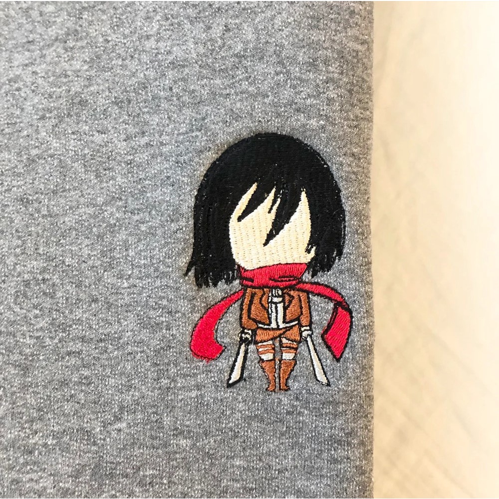 Crewneck Mikasa Ackerman Embroidery Anime Manga Attack On Titan SNK AOT Premium Unisex