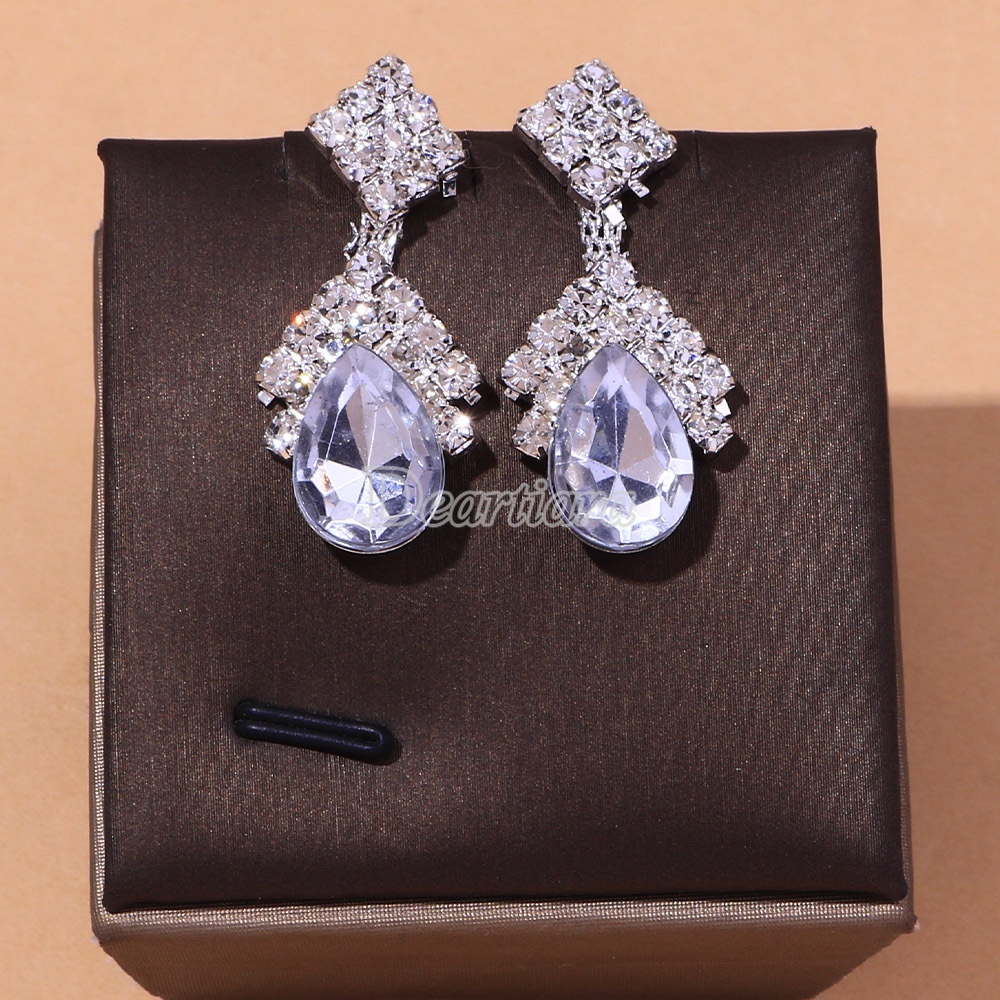 Set Kalung Anting Tusuk Gantung Desain Tetesan Air Simple Untuk Pengantin Wanita