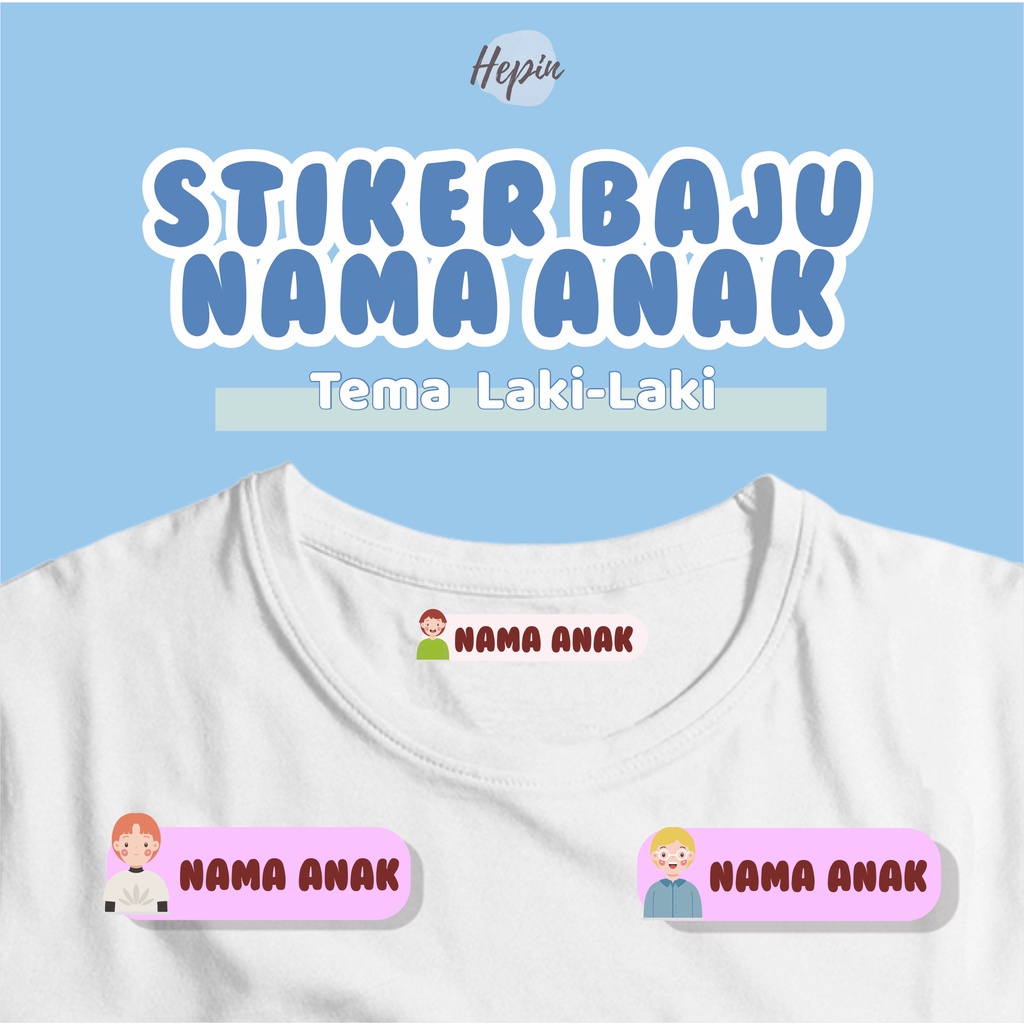 

(30-40pcs)Stiker DTF sablon Kain Label Baju Nama Anak tema LAKI - LAKI / Sablon Setrika Name /Label Sticker Iron on sticker a/ Kain