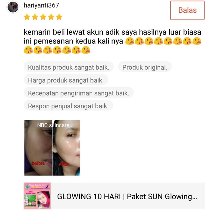 nbc skincare - paket sun glowing super safa