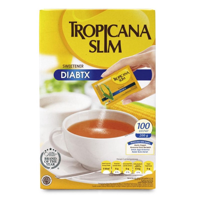 Tropicana Slim Sweetener Diabtx 100 Sachet/ gula nol kalori