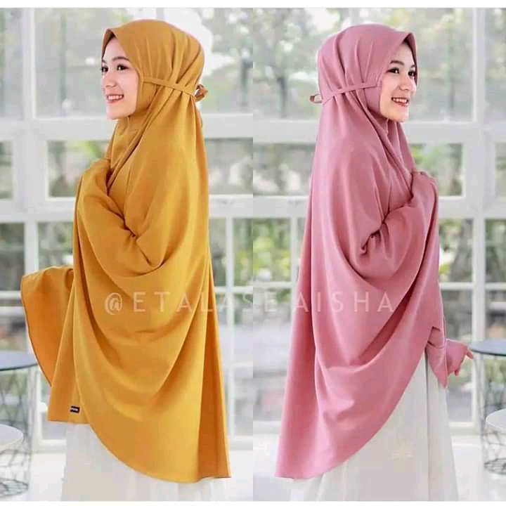 HIJAB BERGO MARYAM JUMBO WOLFIS /KHIMAR JUMBO NON PET / KRUDUNG INSTAN TALI / JILBAB SYARI JUMBO