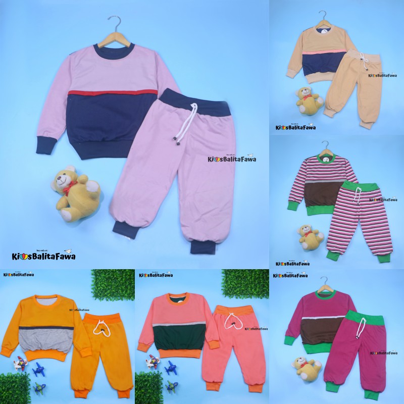 Setelan Nana 1-6 Thn / Baju Lengan Panjang Set Sweater &amp; Jogger Murah Anak Perempuan Bahan Import