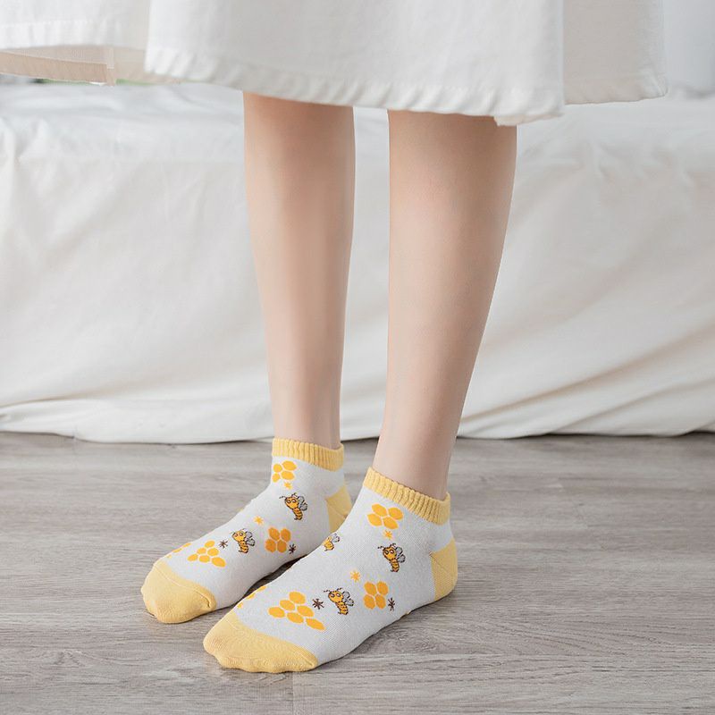 ~ PIYOSHI08 ~ Kaos Kaki Wanita Motif Lebah Lucu Fashion Korea AF144