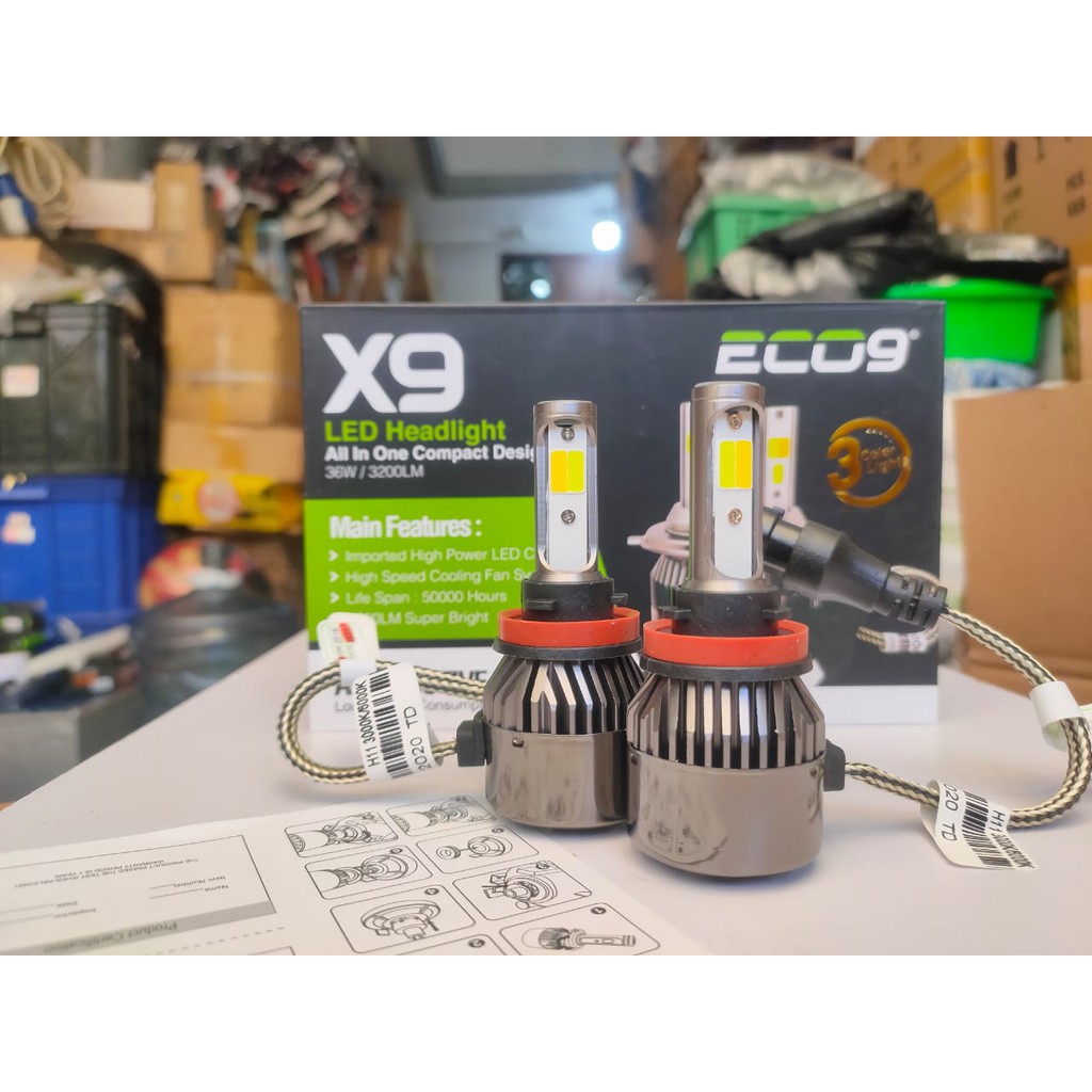 X9 ECO9 LUMINOS LED HB3 3 WARNA GARANSI - LAMPU LED HB3 36 WATT