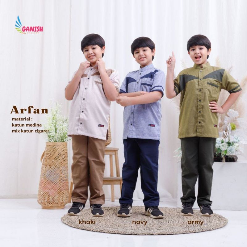 Koko anak murah/baju anak muslim 4 6 8 10 12 14 15 tahun branded Koko Arfan original ganish