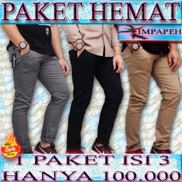 PROMO !!! 1 PAKET ISI 3 PIS / CELANA CHINO PANJANG / CELANA PANJANG PRIA / CHINOS PANJANG PRIA / CINOS PANJANG / CELANA PANJANG PRIA / CELANA JEANS PRIA / CELANA PANJANG PRIA TERARU