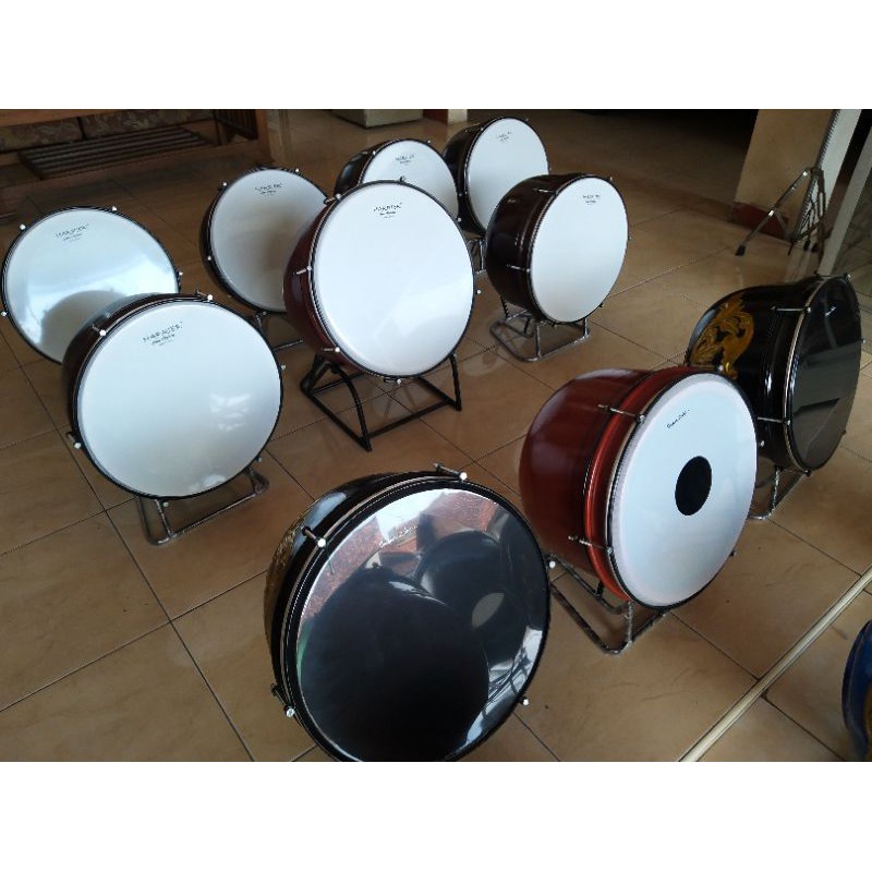 Bass Hadroh 16 inch Full Mika Hitam Motif Ukir