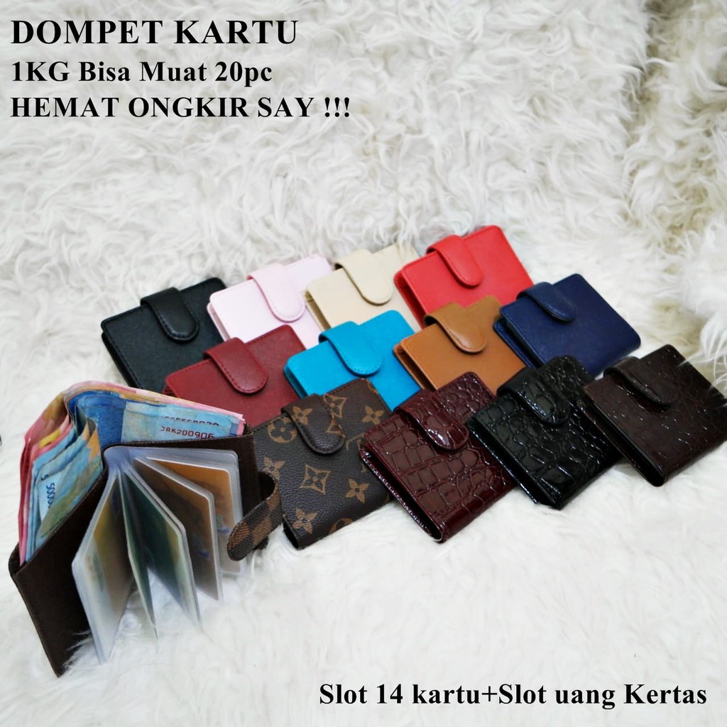 Dompet kartu kancing 2 slot kartu 14 ada slot uang Kertas Murah Import Wanita Pria THR