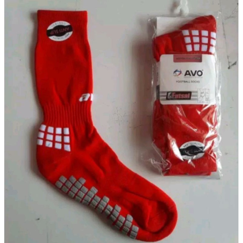 Kaos kaki bola futsal anti slip AVO R9 original-Merah