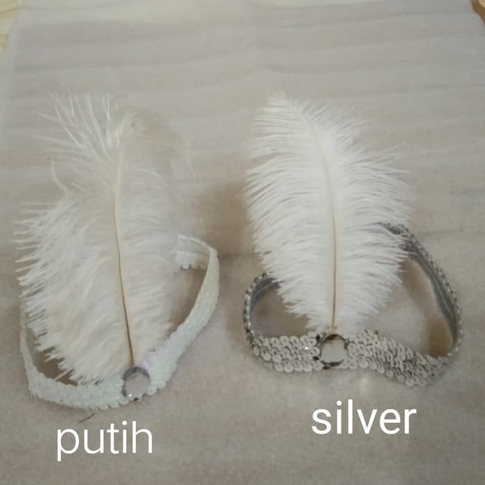 flapper headpiece headband great gatsby aksesoris rambut pesta 1920 - Putih