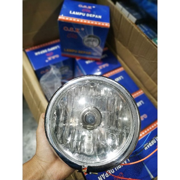 LAMPU DEPAN PESEK JUTE KACA BENING BATOK CHROME   MURAH