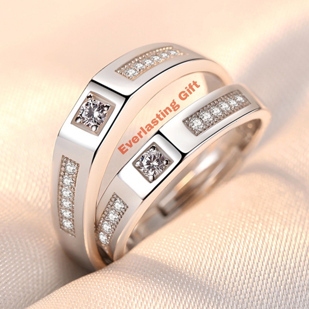 Cincin Nikah Cincin Couple Perak Model Full Zircoin NEW