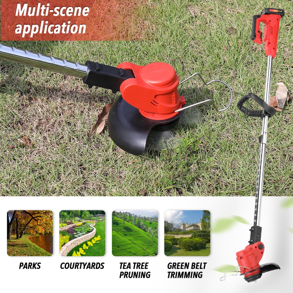 24V Mesin Potong Rumput Lawn Trimmer with Battery, Electric Lawn Mower, Battery-Powered Lawn Mower,Telescopic Handle