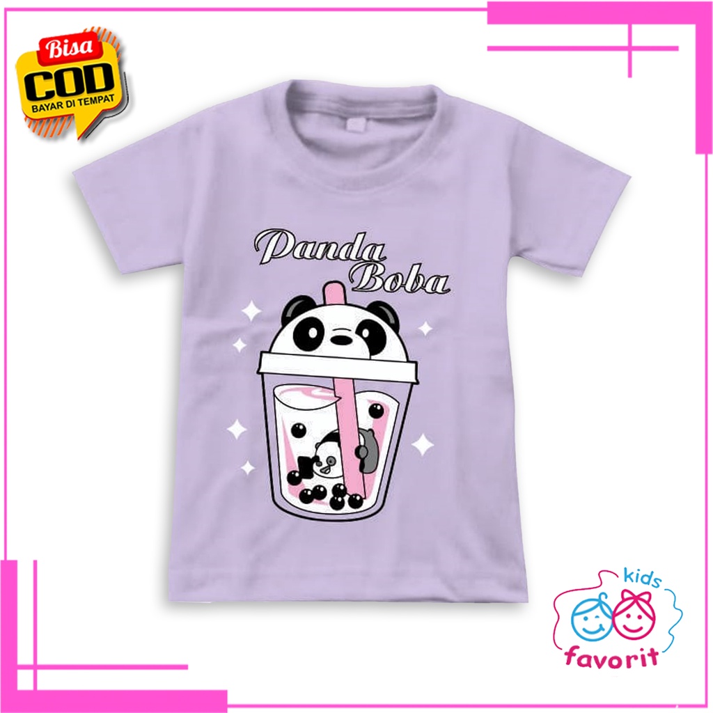 Favorit kids Baju kaos atasan anak perempuan lengan pendek gambar panda boba