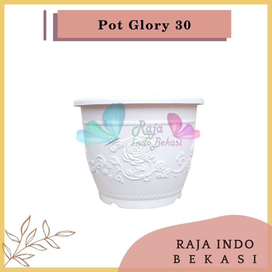 Pot Glory 30 Cm Putih Motif Pot 30 Plastik 30cm Glory Vas Pot Plastik Bunga Putih