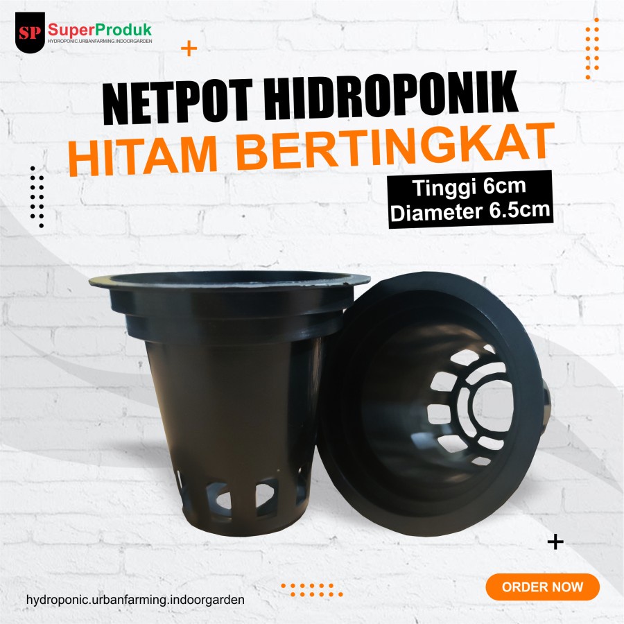Netpot Bertingkat Tinggi 6cm Diameter 6,5cm Hitam