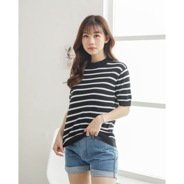 Emma Top Cotton Knit - Atasan Rajut Wanita Tangan Pendek - Korean Top Short Sleeve (301)