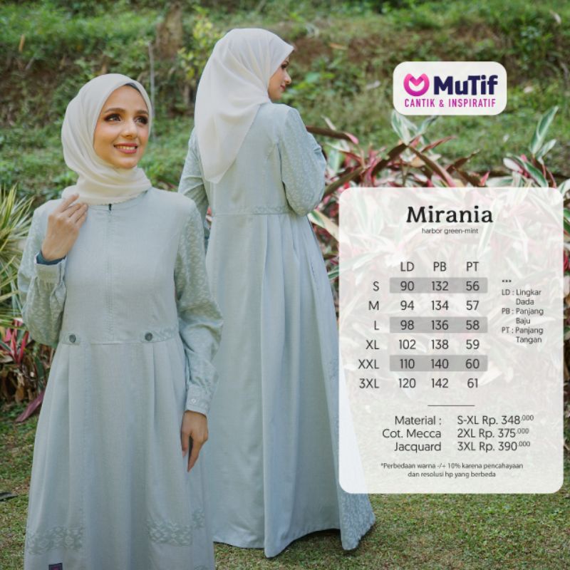 [READY] SARIMBIT MUTIF MIRANIA HARBOR GREEN MINT SARIMBIT MIRANIA HIJAU GAMIS MIRANIA KOKO HARIS