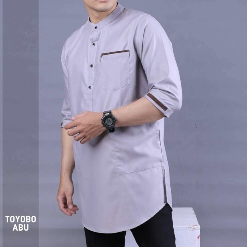 Baju koko kurta pria dewasa lengan 3/4 bahan toyobo fodu original