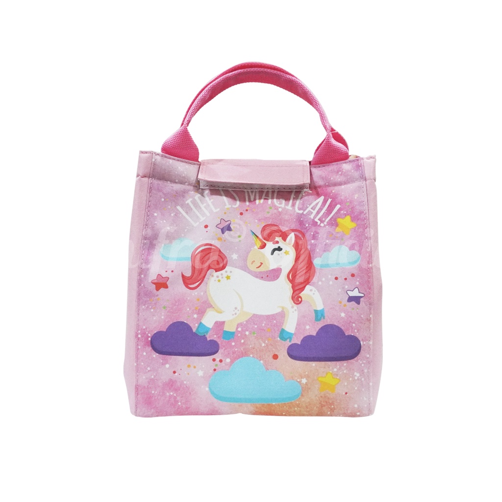 Shifra Tas Aluminium Foil Lunch Bag Tahan Panas Dingin Unicorn Dino Woman Space Colorful