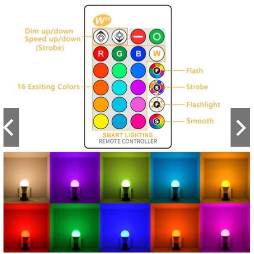 Lampu LED 7w RGB Berubah Warna Free Remot Control Warna Warni 16 Multi Color Bohlam Tidur Hias 7Watt Kelap Klip Tumbler Disco Strobo Disko Dekorasi Biasa Remote Kontrol Original Bisa Ganti Warna Bahan ABS anti pecahTermurah Berkualitas Kurnia Group