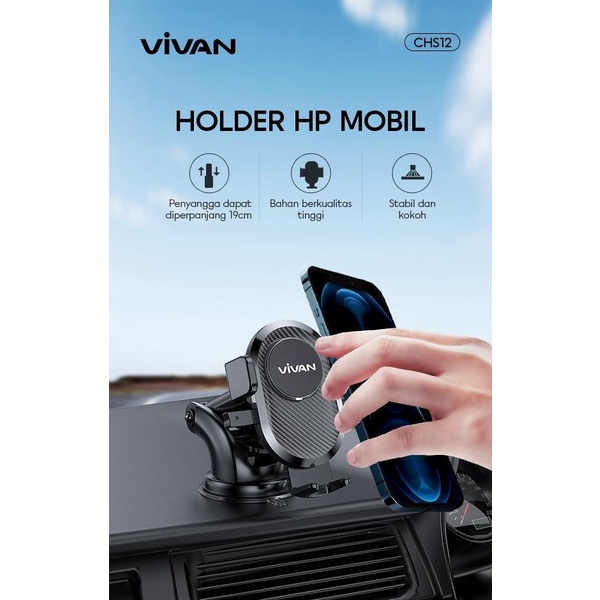 Car Holder VIVAN CHS12 Holder HP Universal Pengunci Otomatis AUTO LOCK