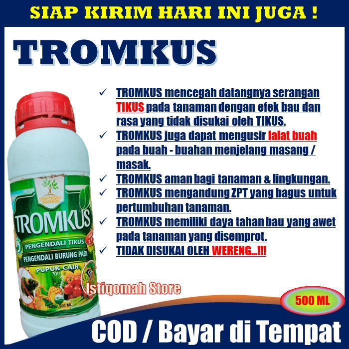 PROMO COD Pupuk Cair TROMKUS 500ml - Obat Pembasmi Hama Burung pada Padi - Obat Hama Burung Pipit - Obat Hama Burung Padi - Cara Mengatasi Hama Burung Di Sawah - Obat Padi Untuk Hama Burung - Obat Anti Burung Pipit AMPUH TERLARIS