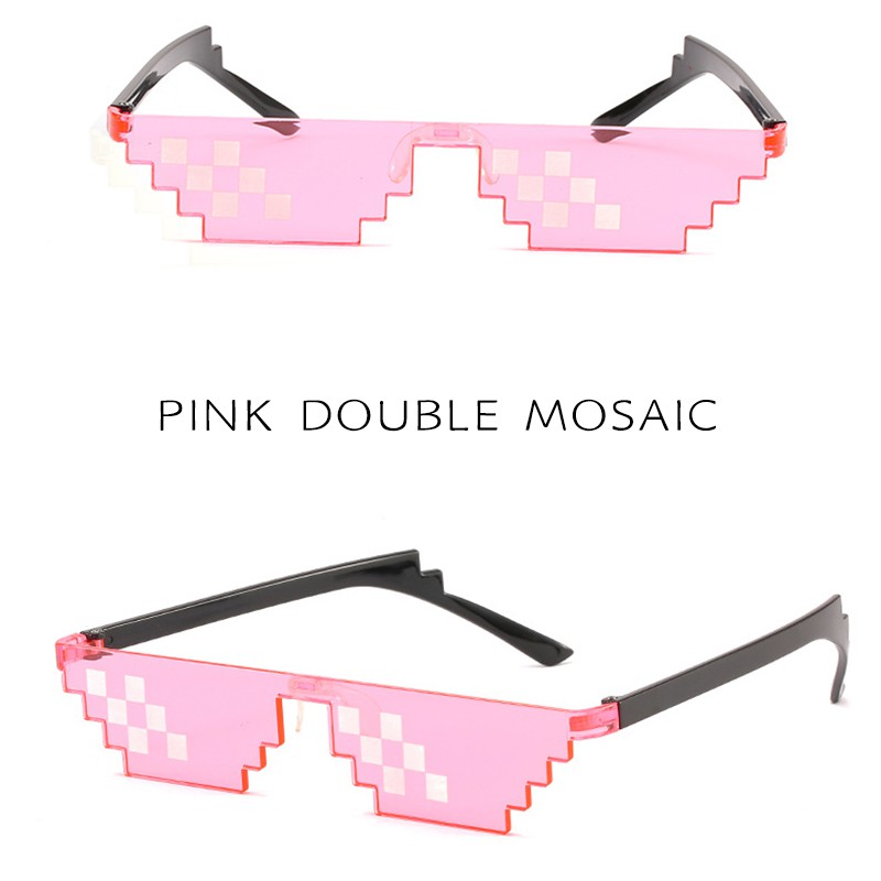 (YUZHU) Kacamata Hitam Wanita Model Jepang Pixel untuk Pesta / Cosplay Mosaic Sunglasses