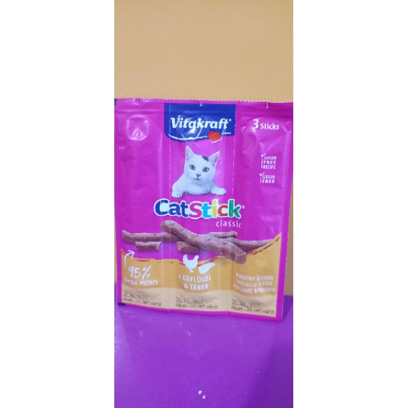 Vitakraft CAT STICK isi 3 poultry &amp; liver snack camilan kucing