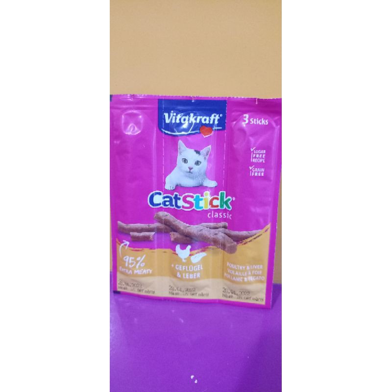 Snack Camilan Kucing VITAKRAFT CAF STICK isi 3 poultry salmon turkey lamb