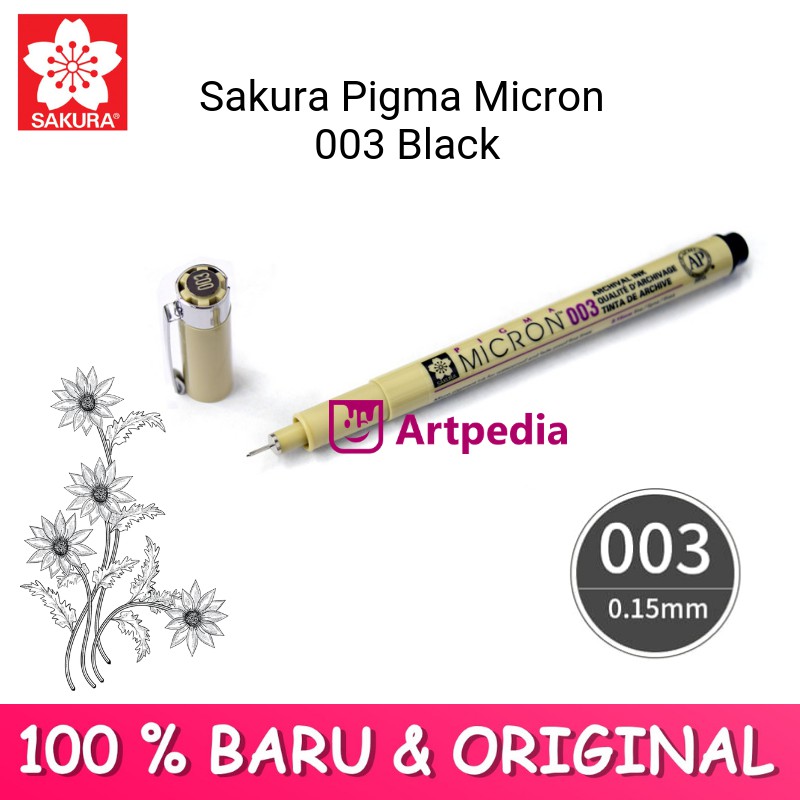 Sakura Pigma Micron 003 Black / Sakura Pigma Micron 003 (Hitam)